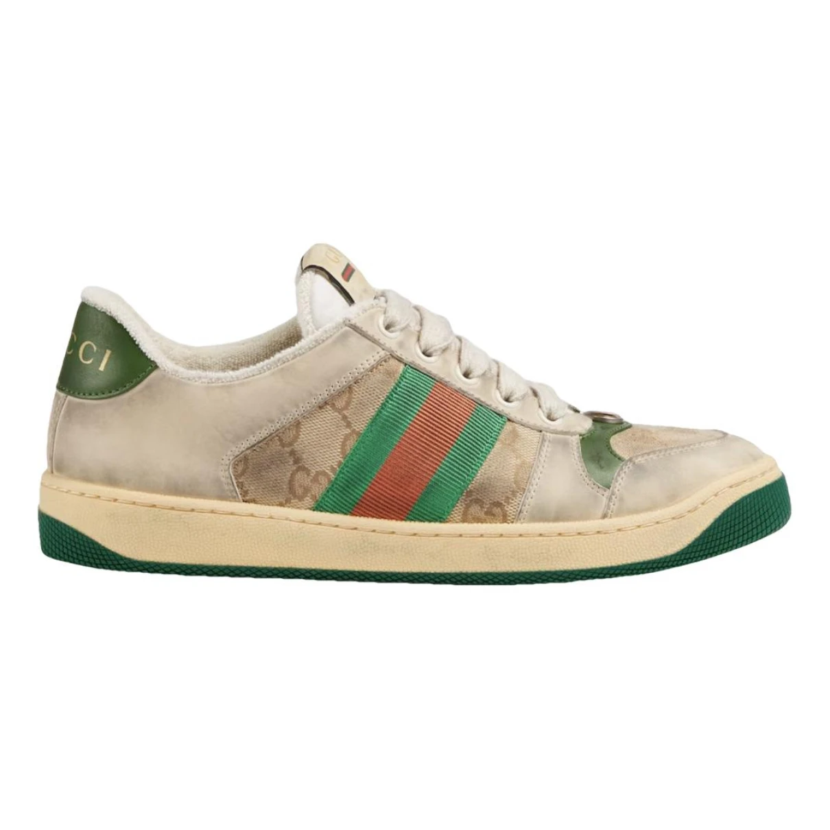 Pre-owned Gucci Screener Leather Trainers In Green