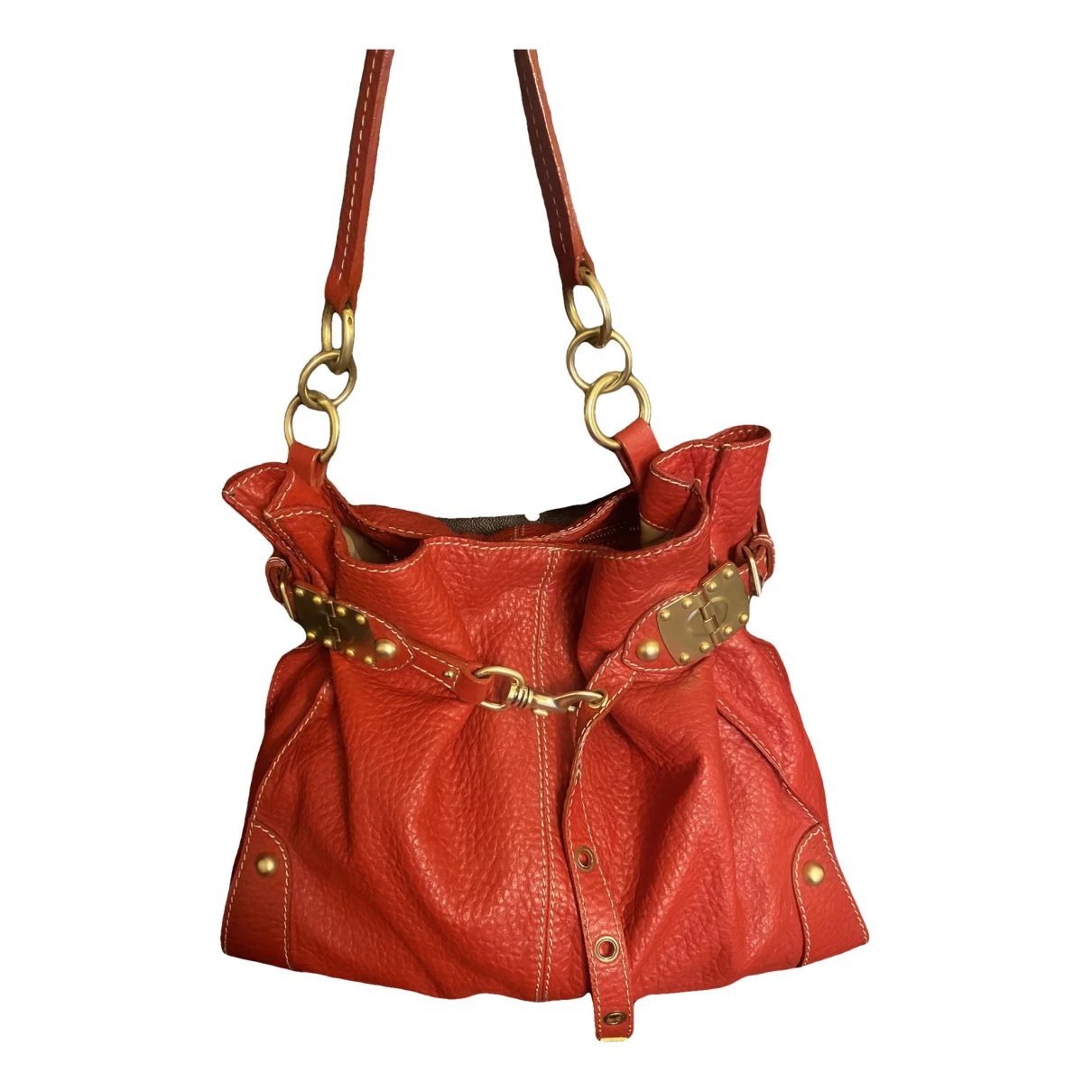 Pre-owned Miu Miu Leather Handbag In Red