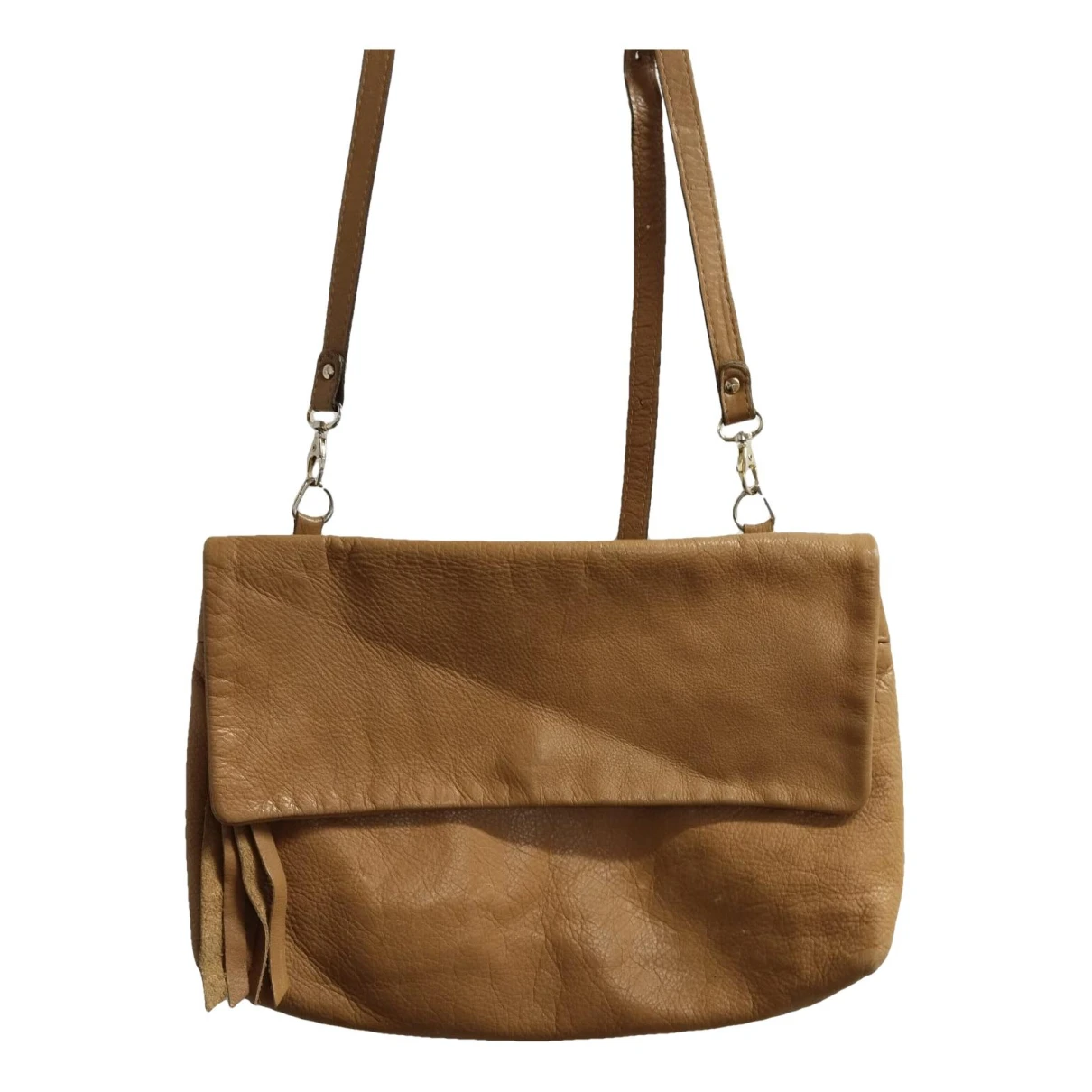 Pre-owned Elena Miro' Leather Crossbody Bag In Camel