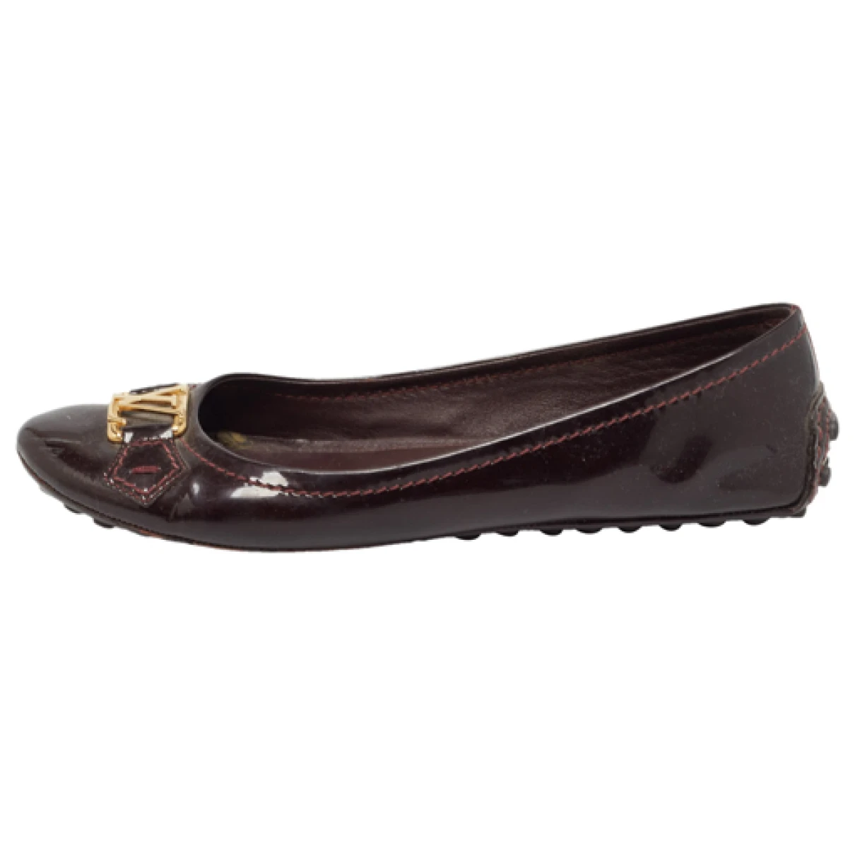 Pre-owned Louis Vuitton Patent Leather Flats In Burgundy