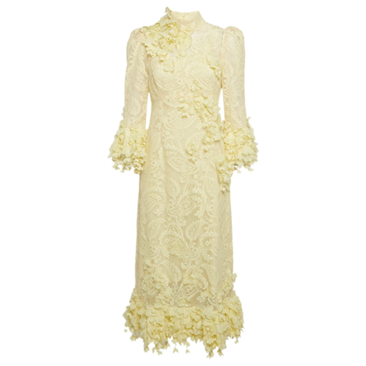Pre-owned Zimmermann Lace Dress In Yellow