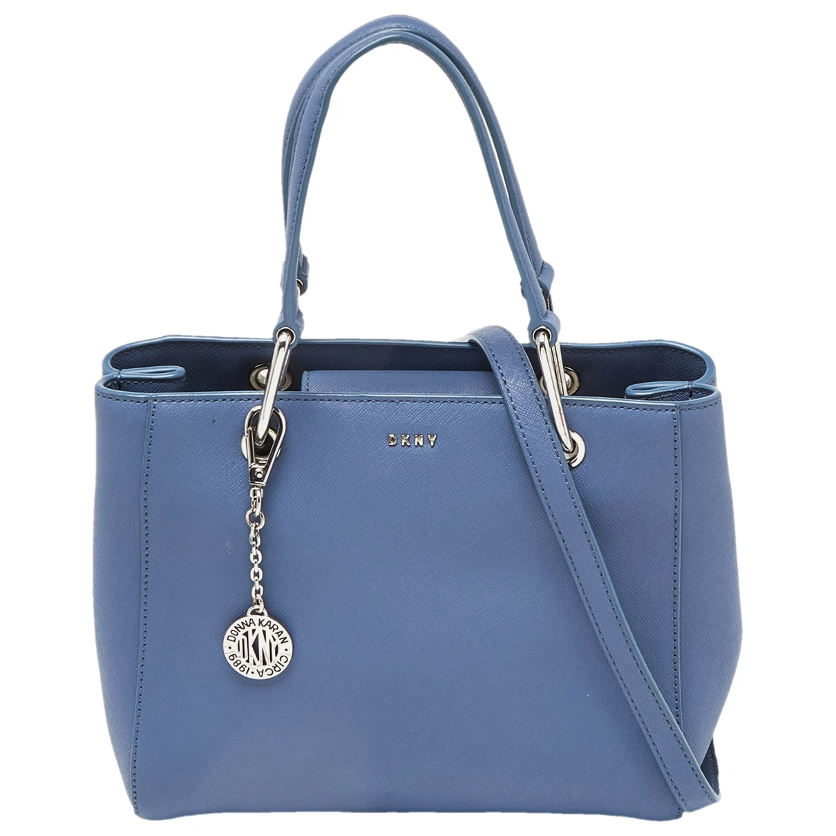Pre-owned Dkny Leather Tote In Blue