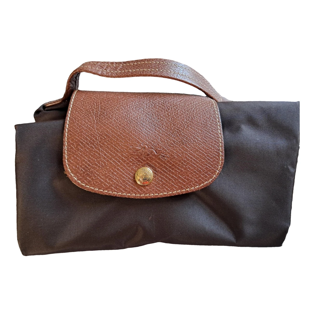 Pre-owned Longchamp Pliage Cloth Clutch Bag In Brown