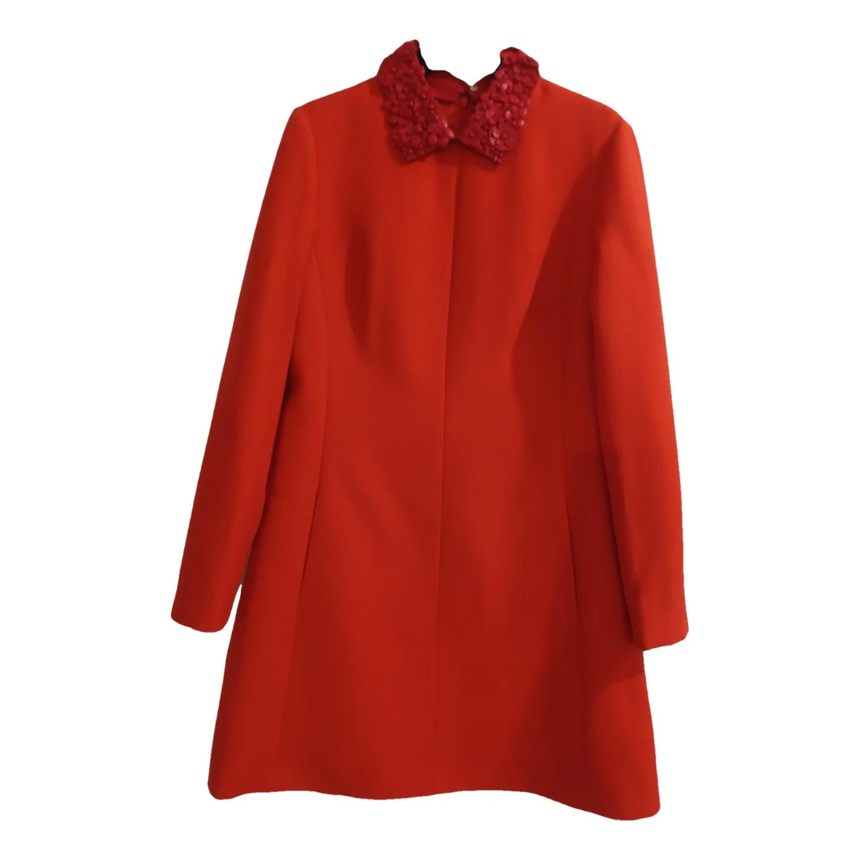 Pre-owned Valentino Wool Mini Dress In Red
