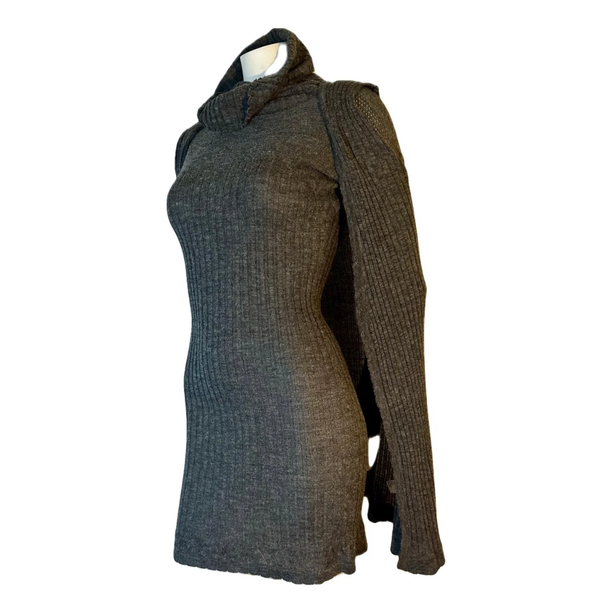 Pre-owned Pierre Cardin Wool Mini Dress In Grey