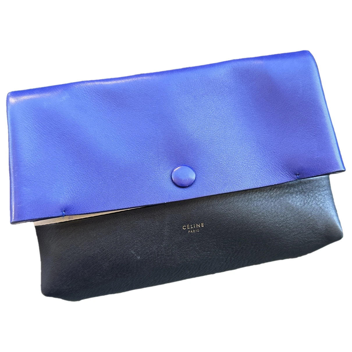 Pre-owned Celine All Soft Leather Clutch Bag In Blue