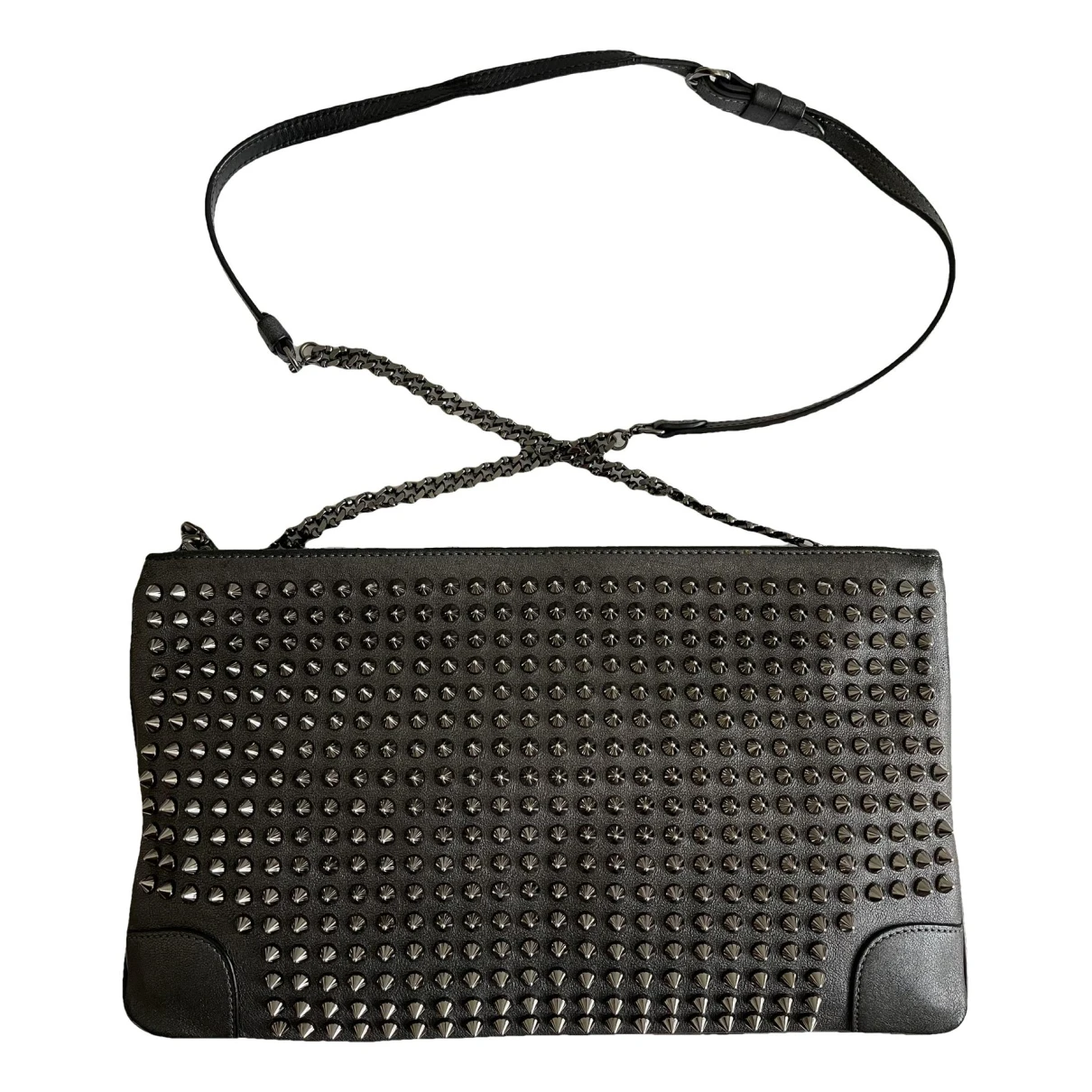 Pre-owned Christian Louboutin Triloubi Leather Handbag In Grey