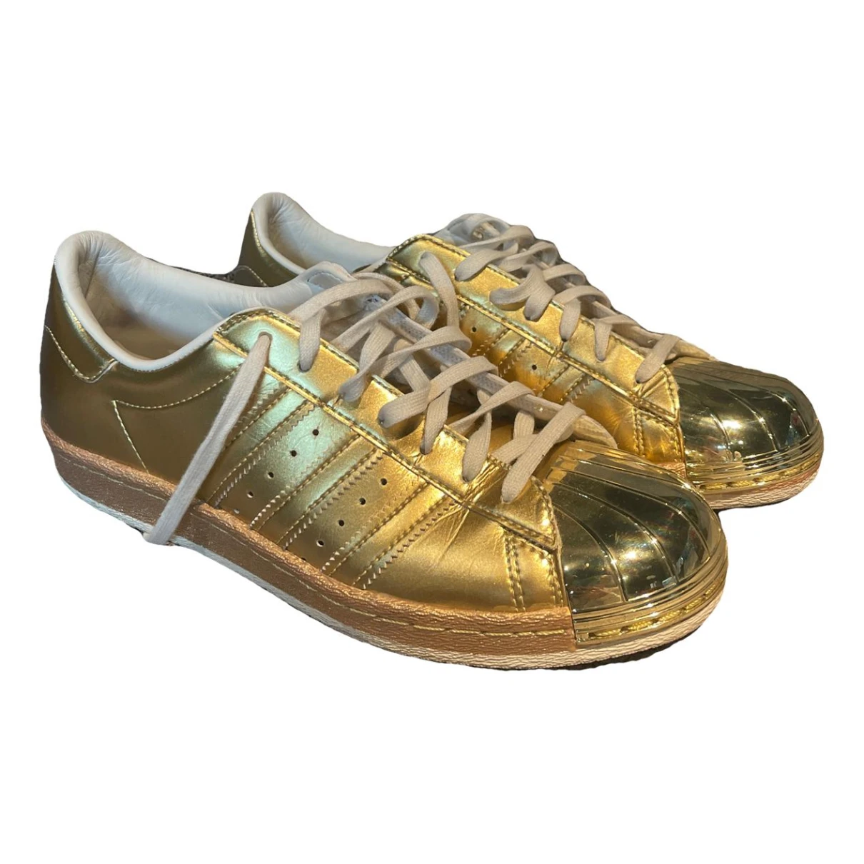 Pre-owned Adidas Originals Superstar Leather Trainers In Metallic