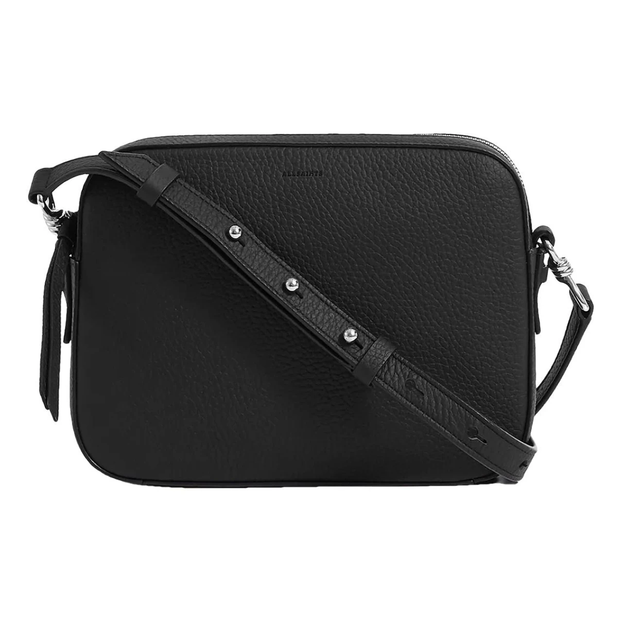 Pre-owned Allsaints Leather Crossbody Bag In Black