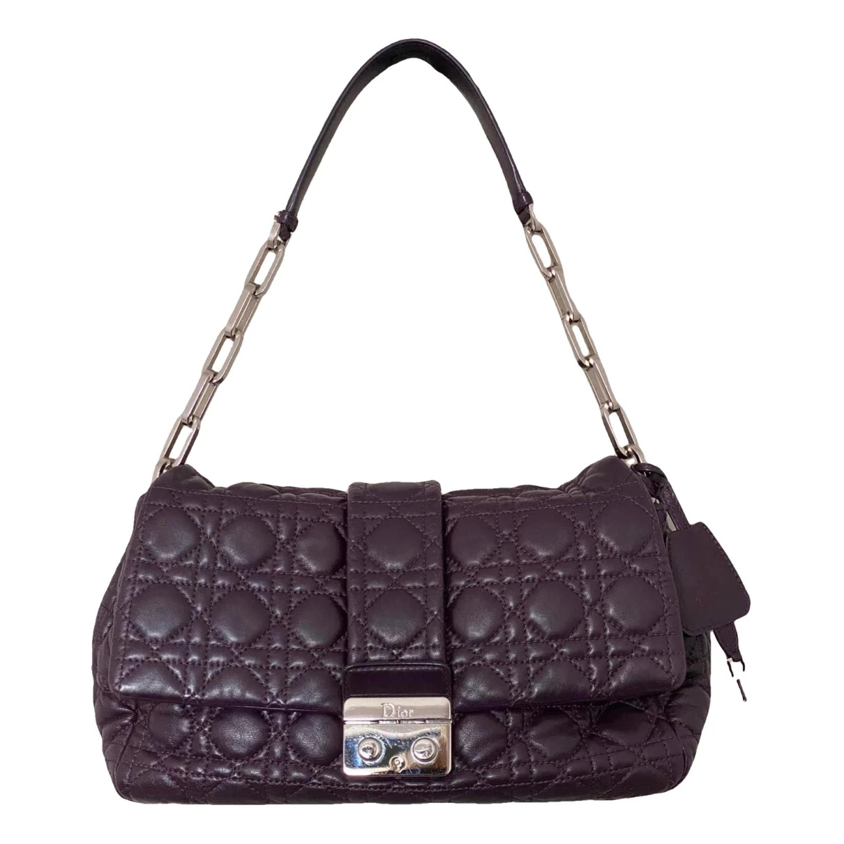 Pre-owned Dior Leather Handbag In Purple