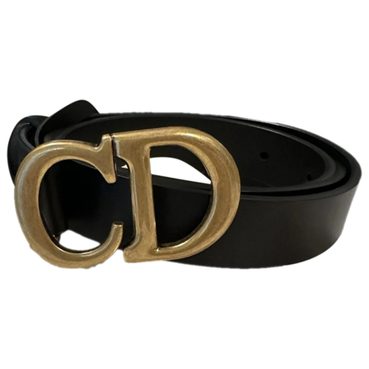 Pre-owned Dior 30 Montaigne Leather Belt In Black