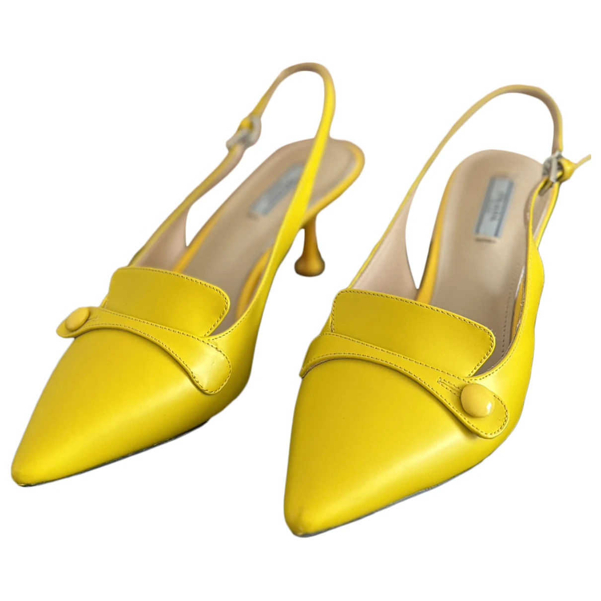 Pre-owned Prada Leather Heels In Yellow