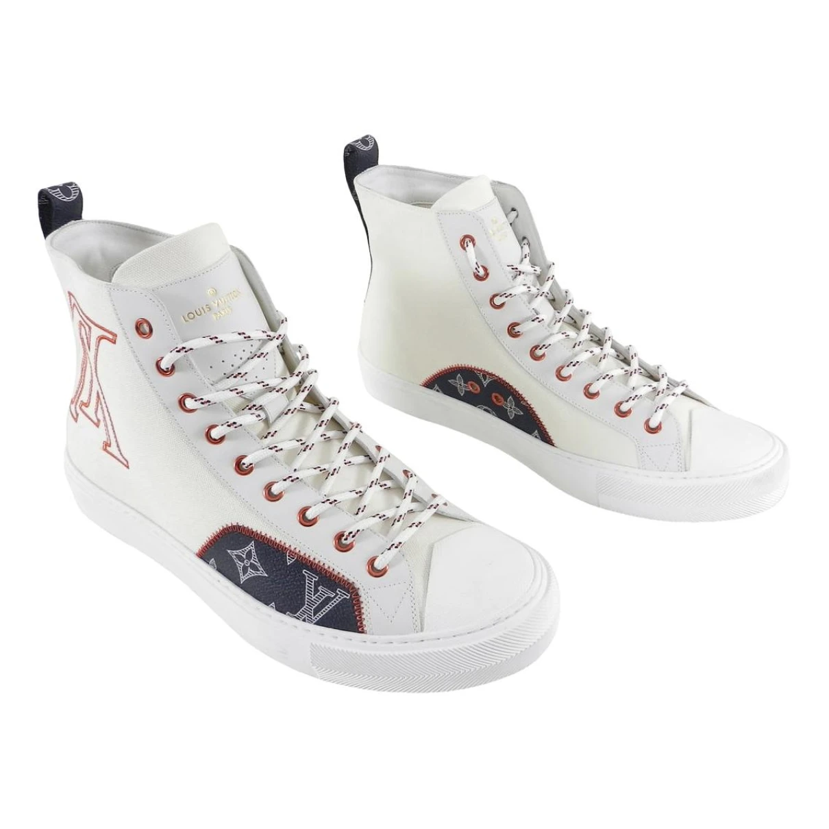 Pre-owned Louis Vuitton Cloth High Trainers In White