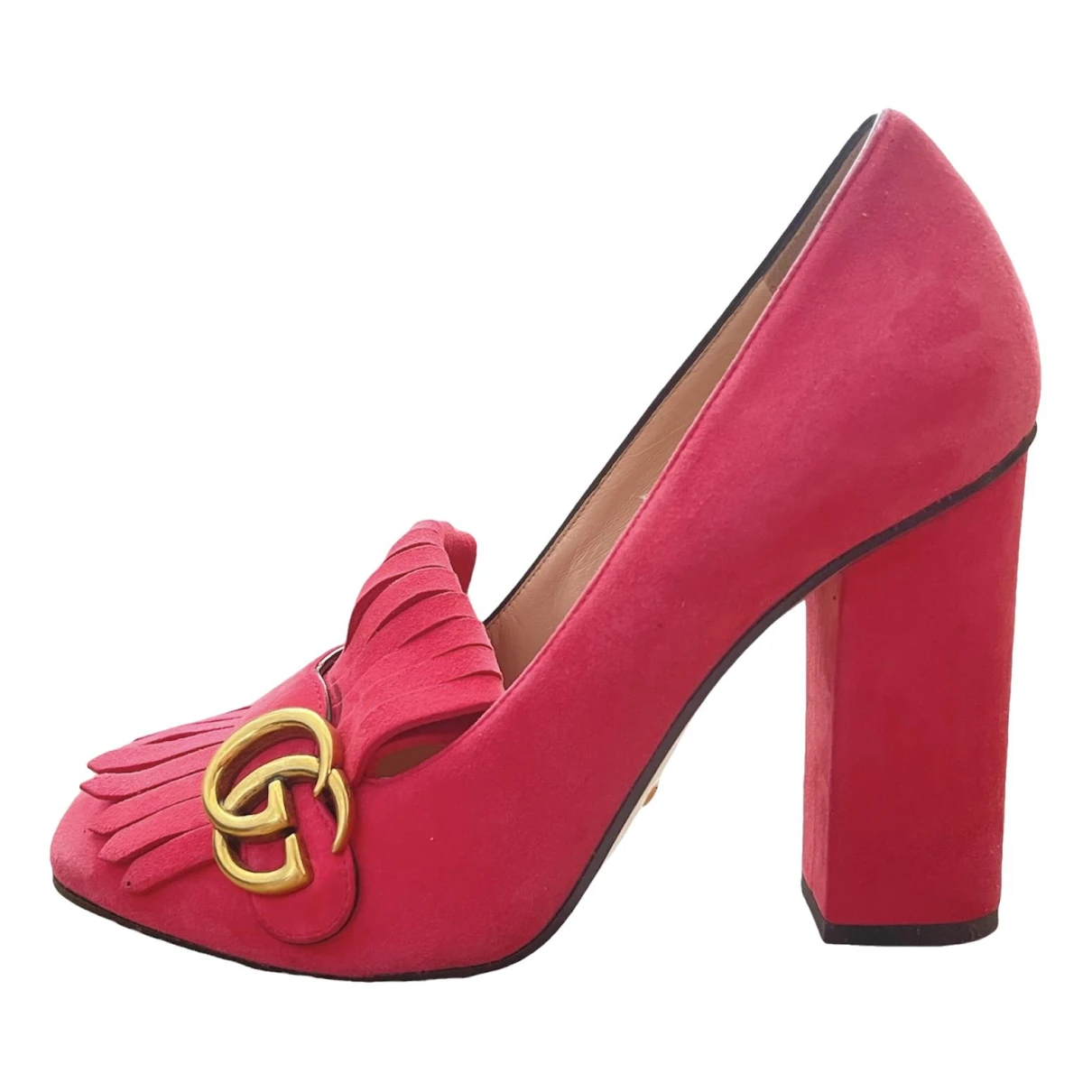 Pre-owned Gucci Marmont Heels In Pink
