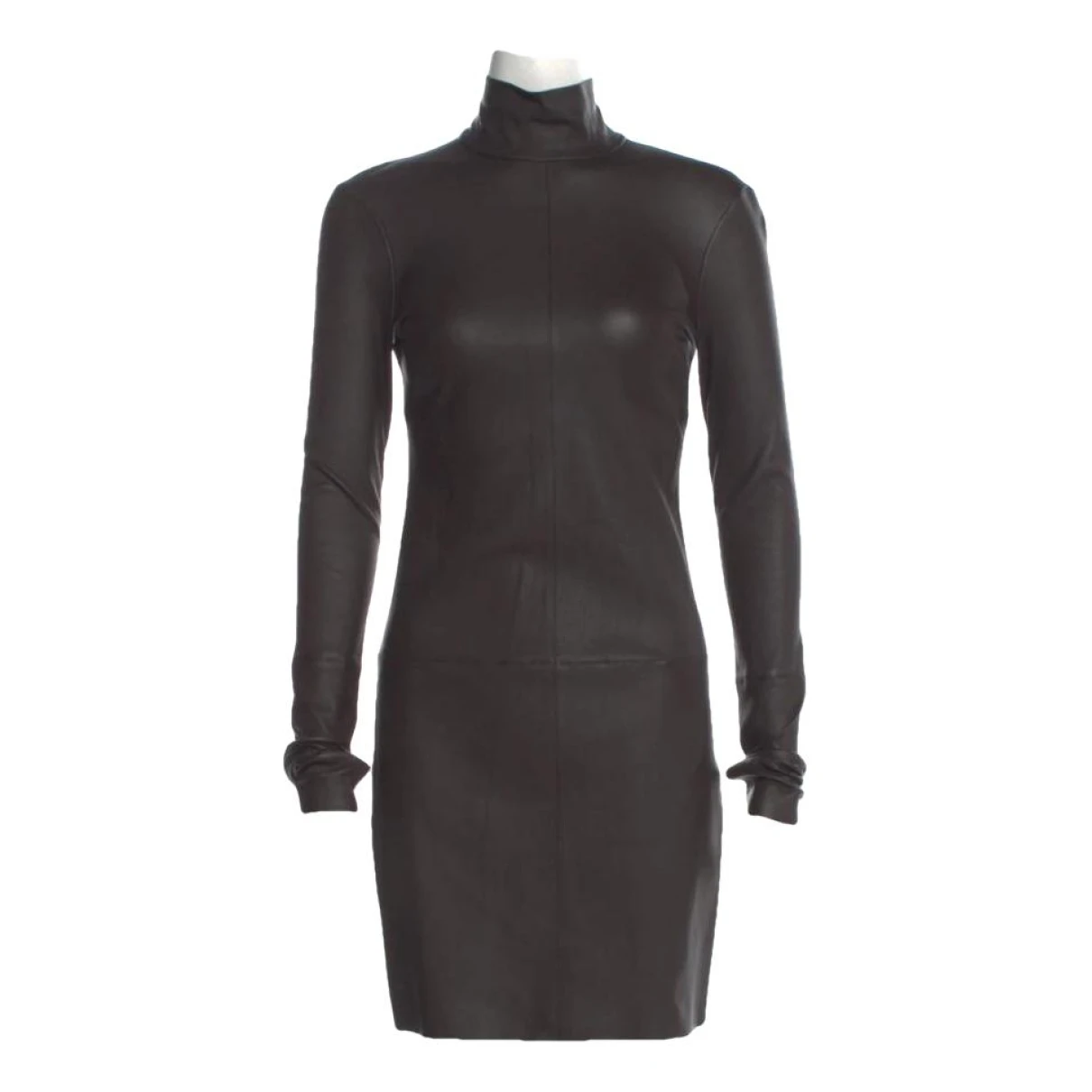 Pre-owned Helmut Lang Leather Mini Dress In Brown