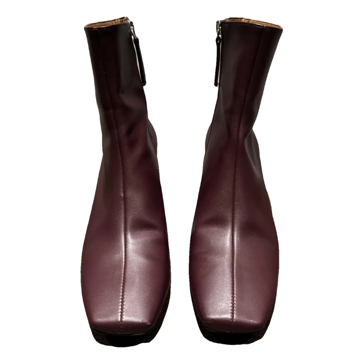 Pre-owned Alohas Vegan Leather Boots In Burgundy