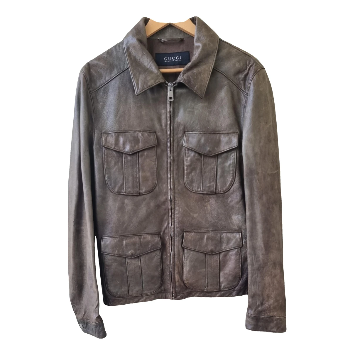 Pre-owned Gucci Leather Vest In Brown