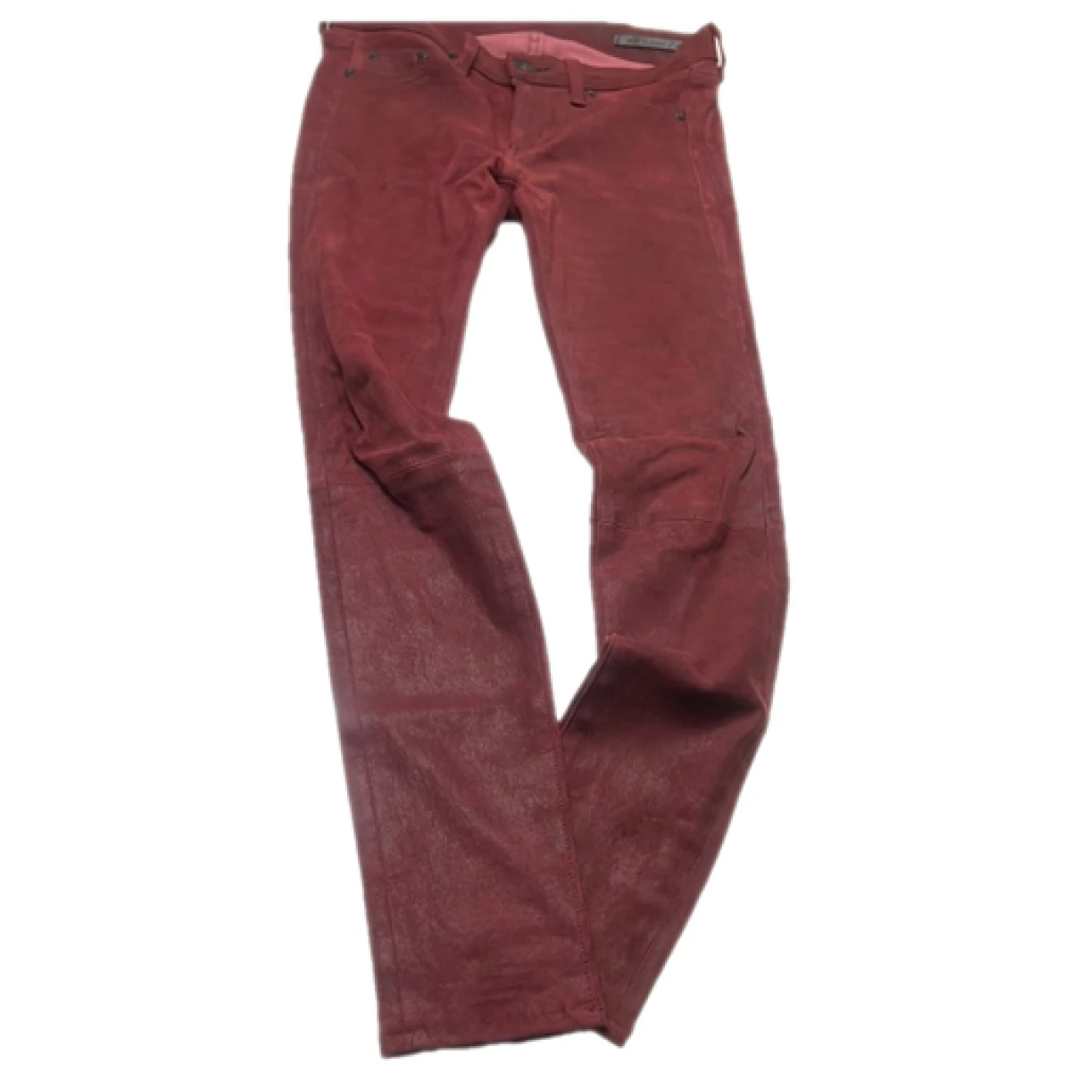 Pre-owned Rag & Bone Leather Slim Pants In Burgundy