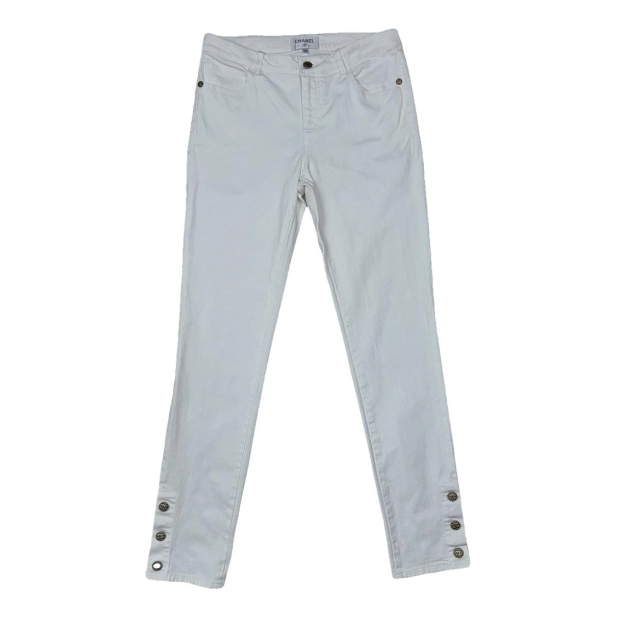 Pre-owned Chanel Slim Jeans In White