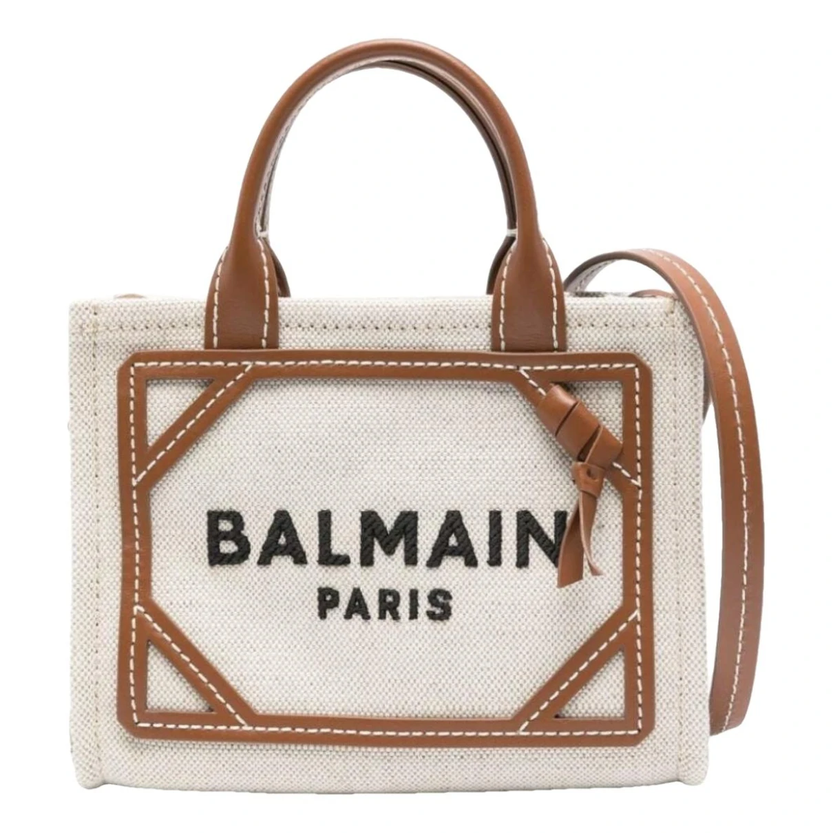 Pre-owned Balmain Leather Handbag In Beige
