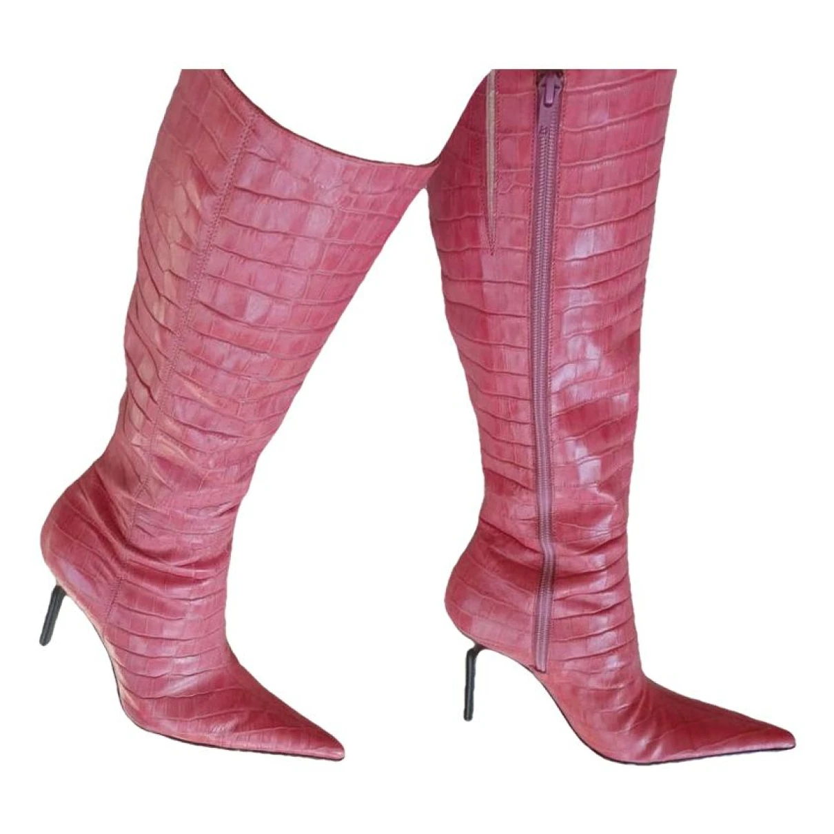 Pre-owned American Vintage Leather Boots In Pink