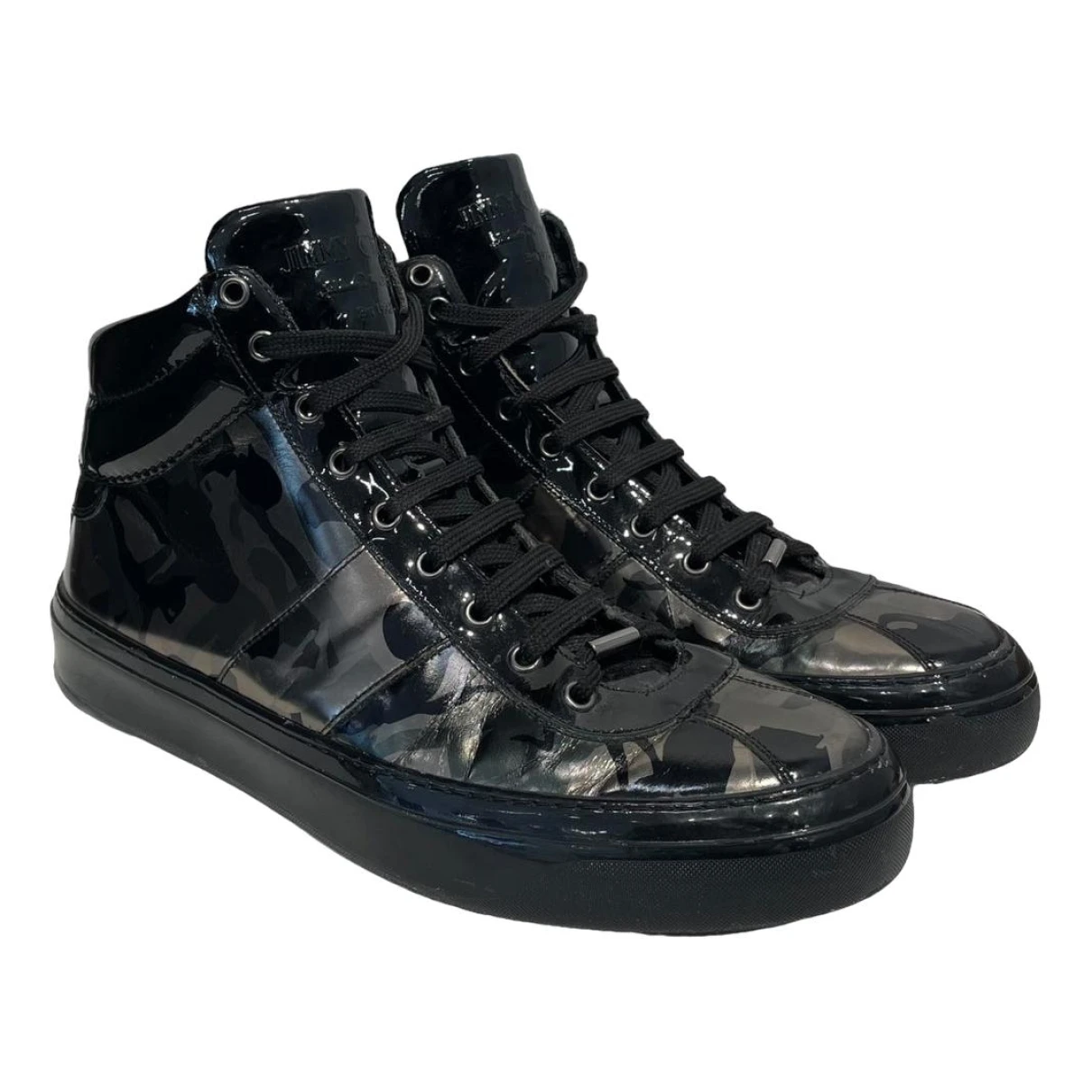 Pre-owned Jimmy Choo Leather High Trainers In Black