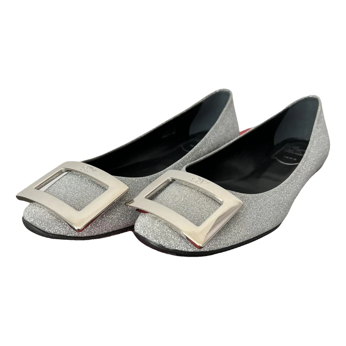 Pre-owned Roger Vivier Leather Flats In Silver