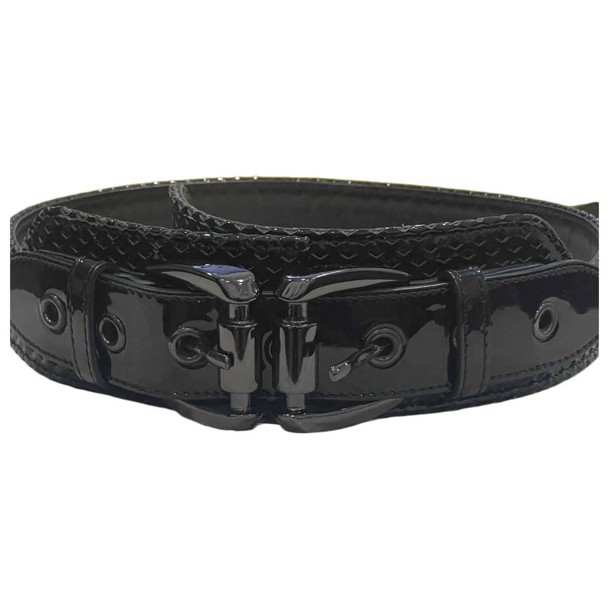 Pre-owned Burberry Patent Leather Belt In Black