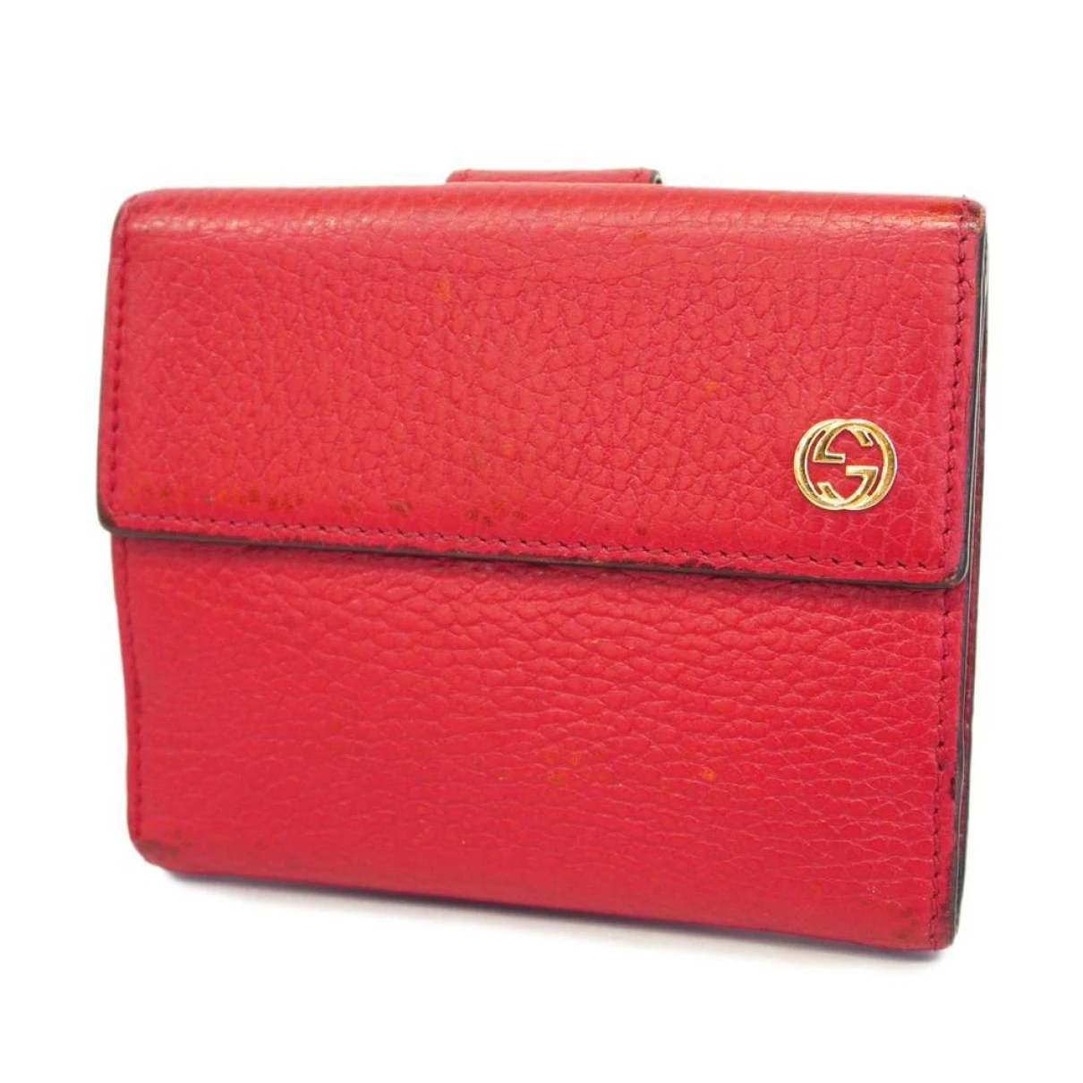 Pre-owned Gucci Interlocking Leather Wallet In Red