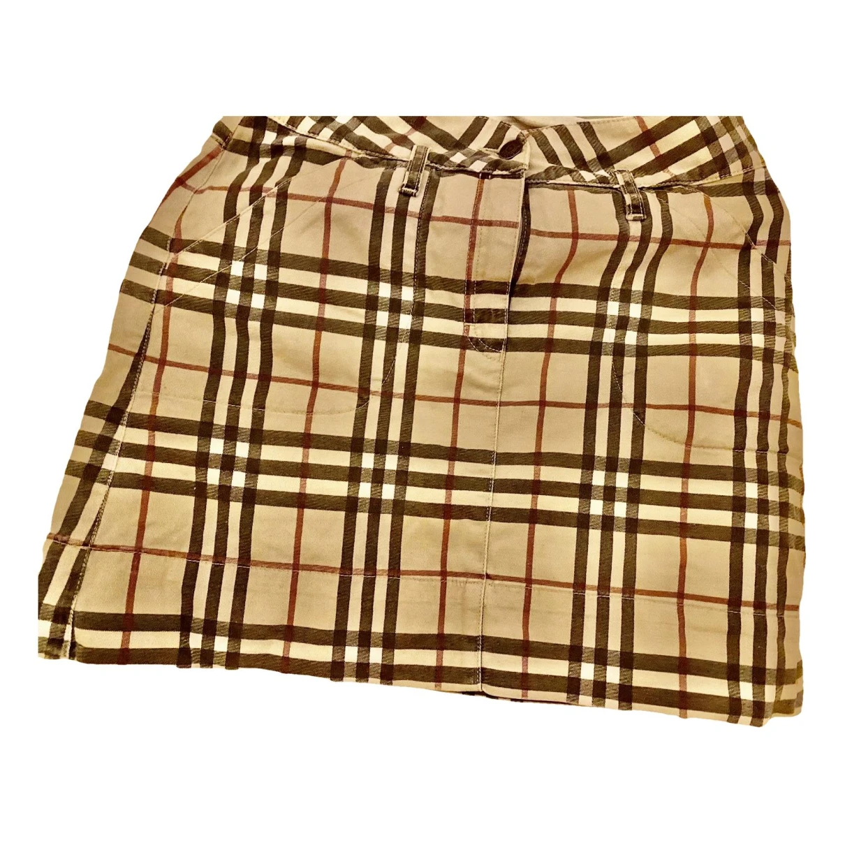 Pre-owned Burberry Mini Skirt In Khaki