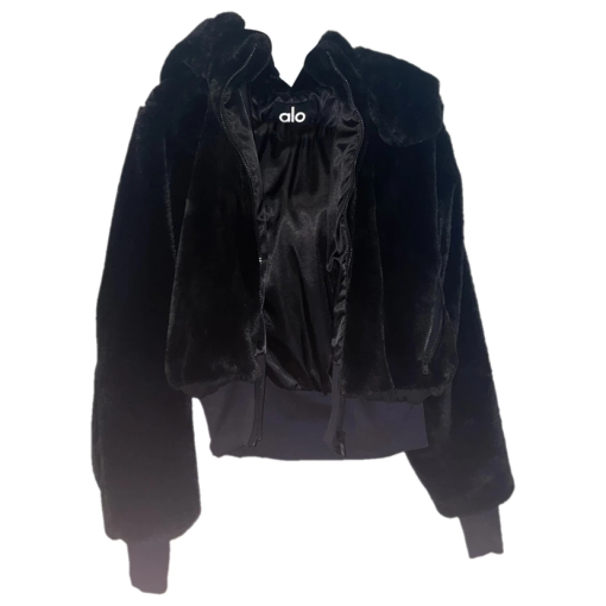 Pre-owned Alo Yoga Faux Fur Jacket In Black