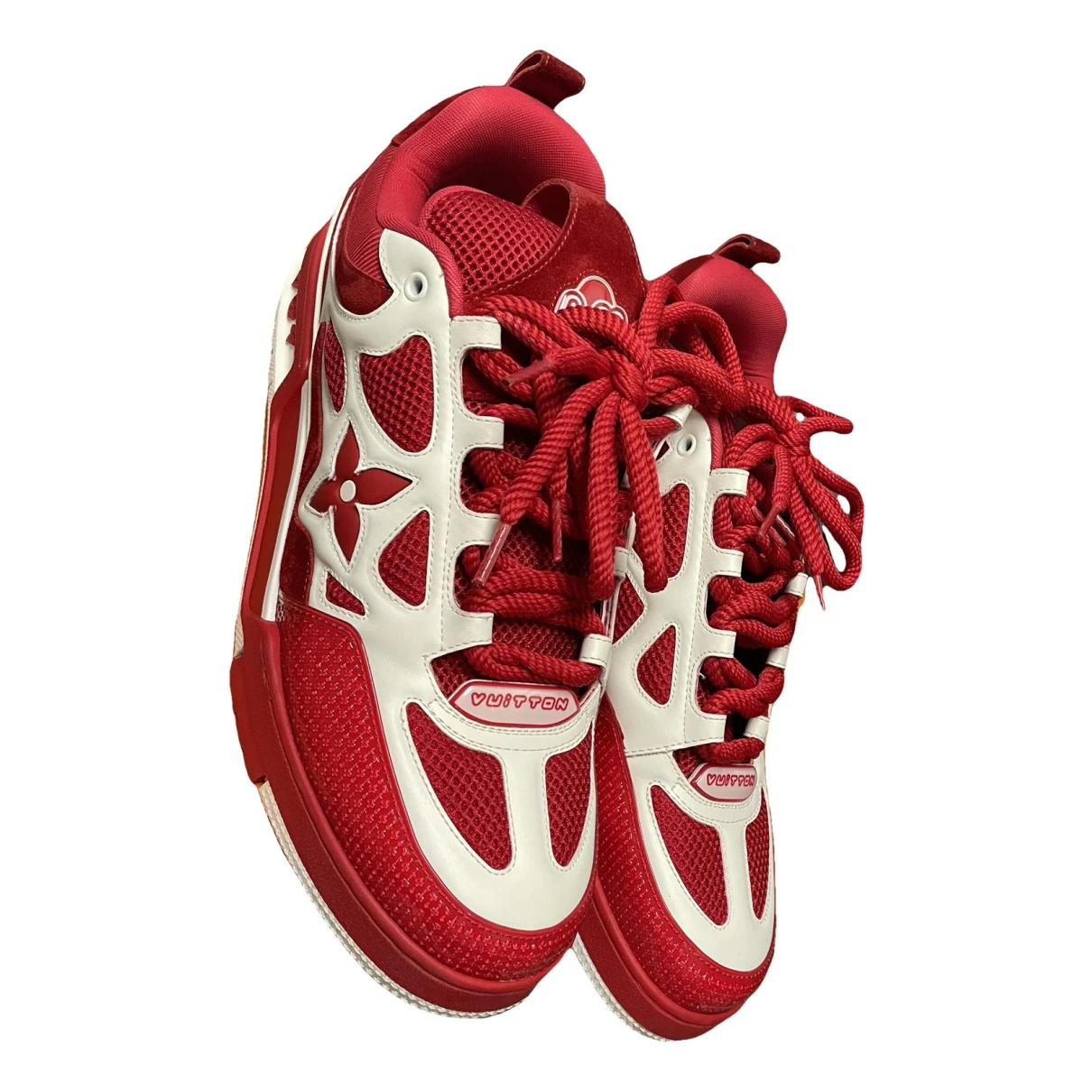 Pre-owned Louis Vuitton Lv Trainer Low Trainers In Red