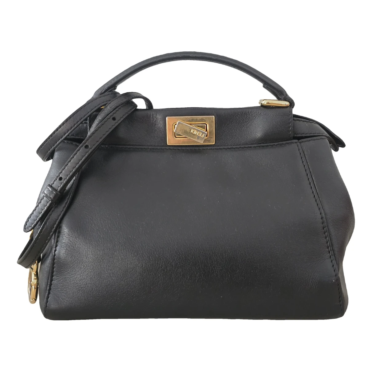 Pre-owned Fendi Peekaboo Leather Handbag In Black