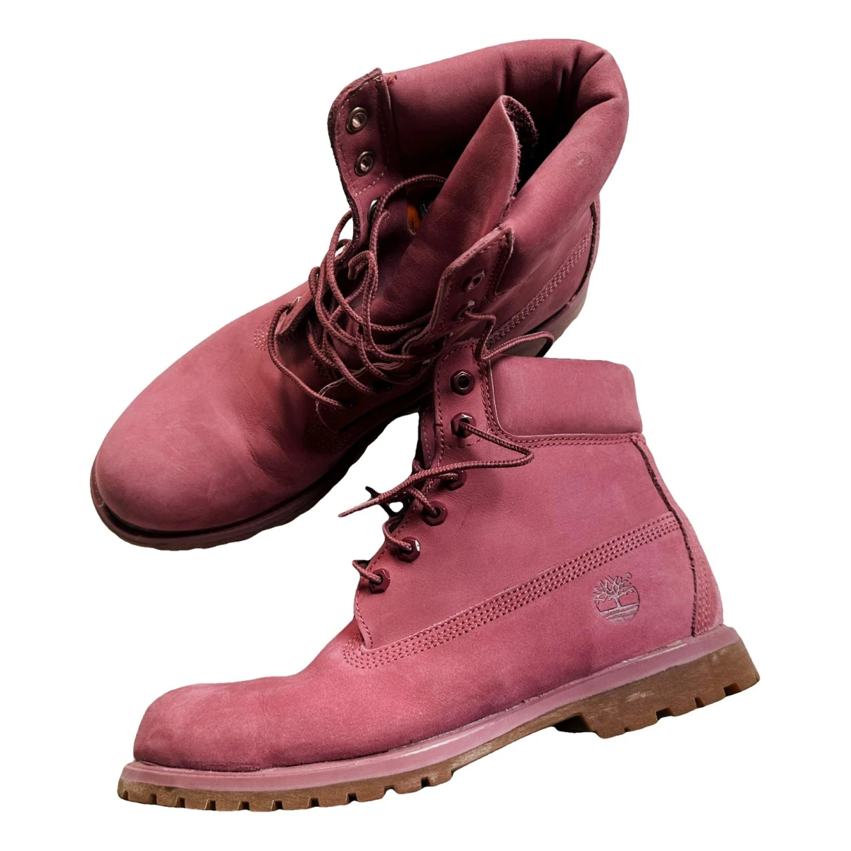 Pre-owned Timberland Leather Boots In Pink
