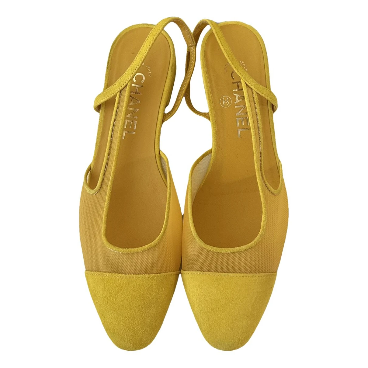 Pre-owned Chanel Slingback Ballet Flats In Yellow