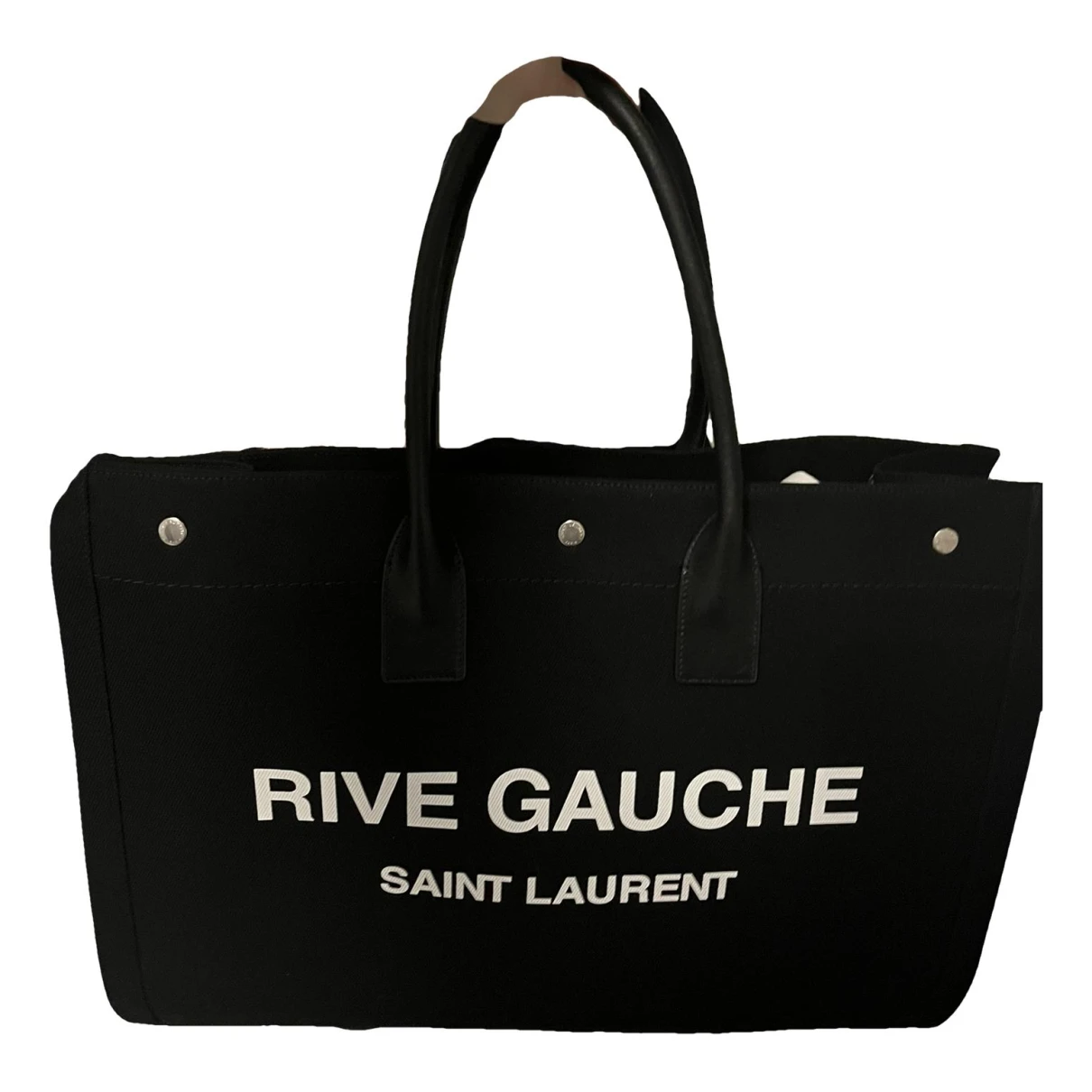 Pre-owned Saint Laurent Rive Gauche Linen Tote In Black
