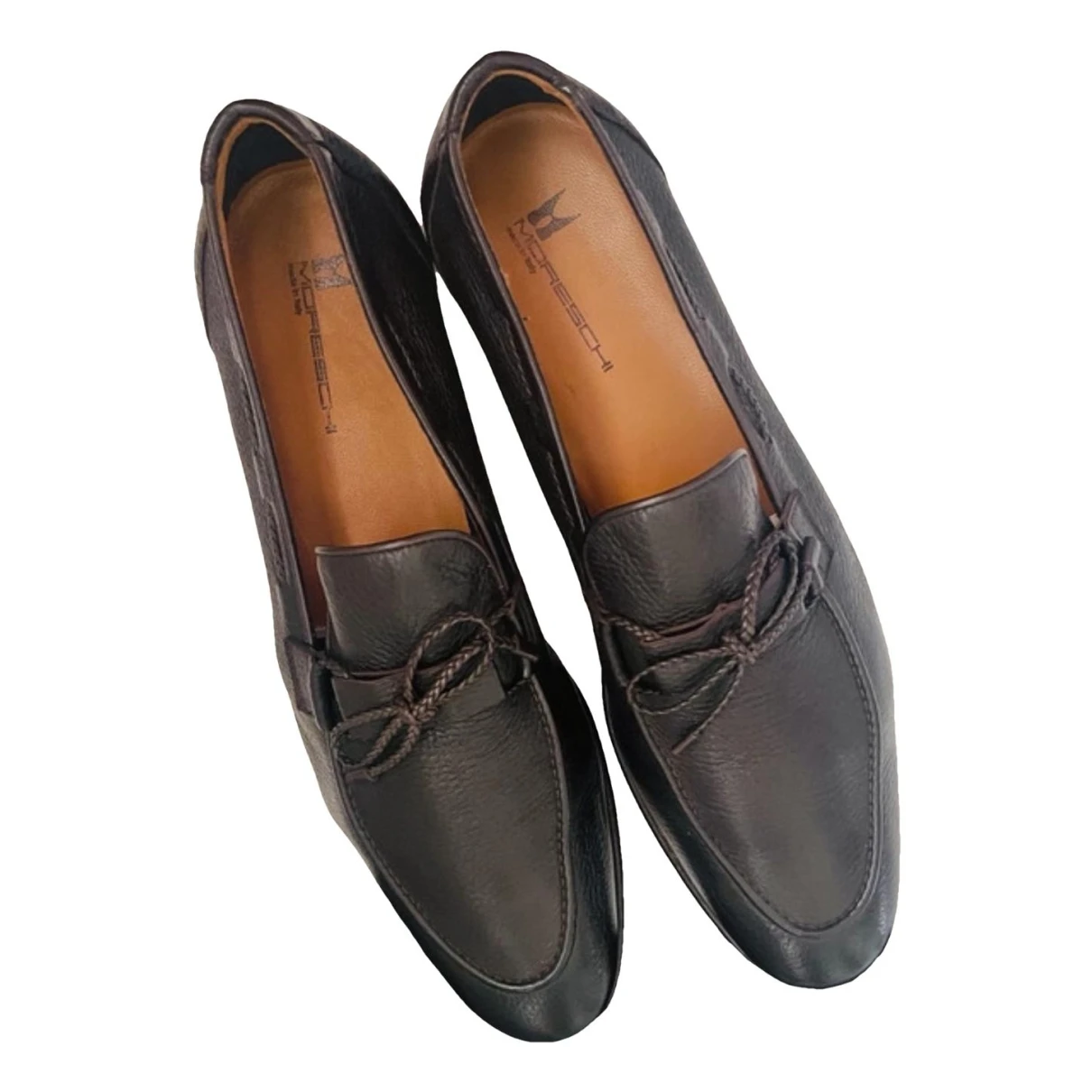 Pre-owned Moreschi Leather Flats In Brown