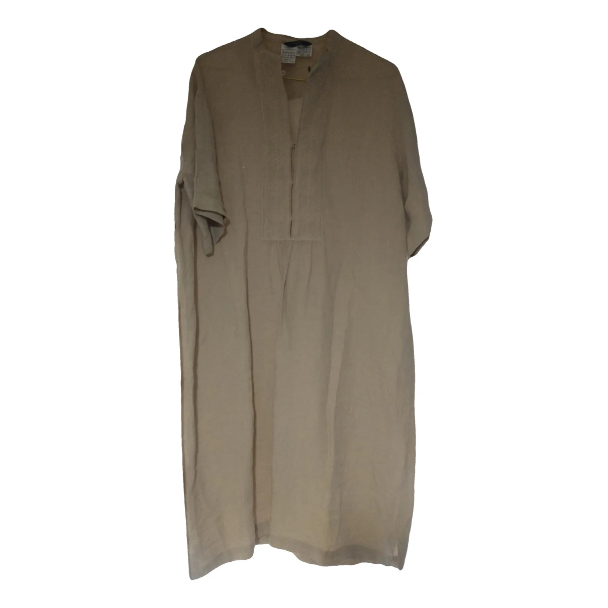 Pre-owned Max Mara Linen Mid-length Dress In Beige