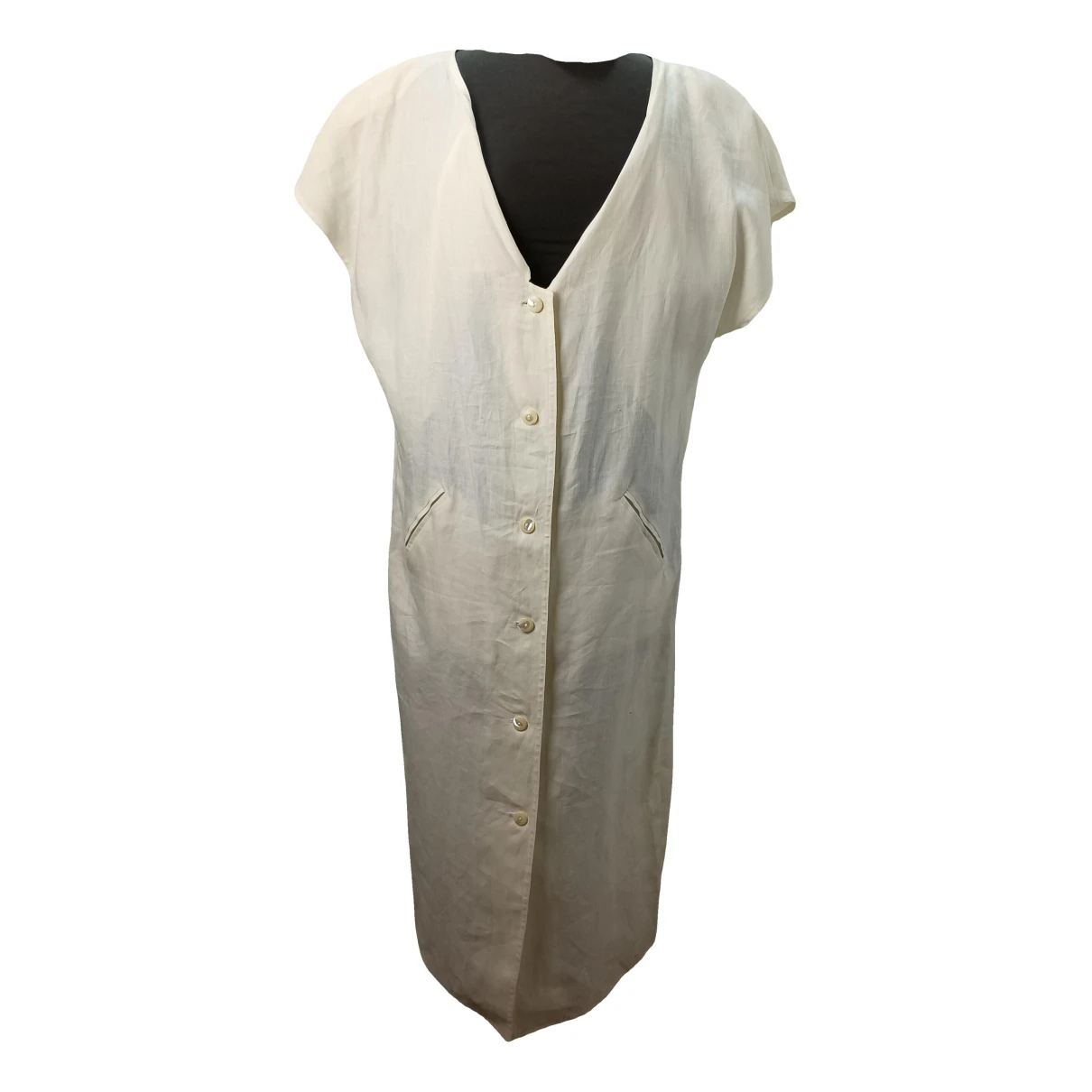 Pre-owned Max Mara Linen Dress In White