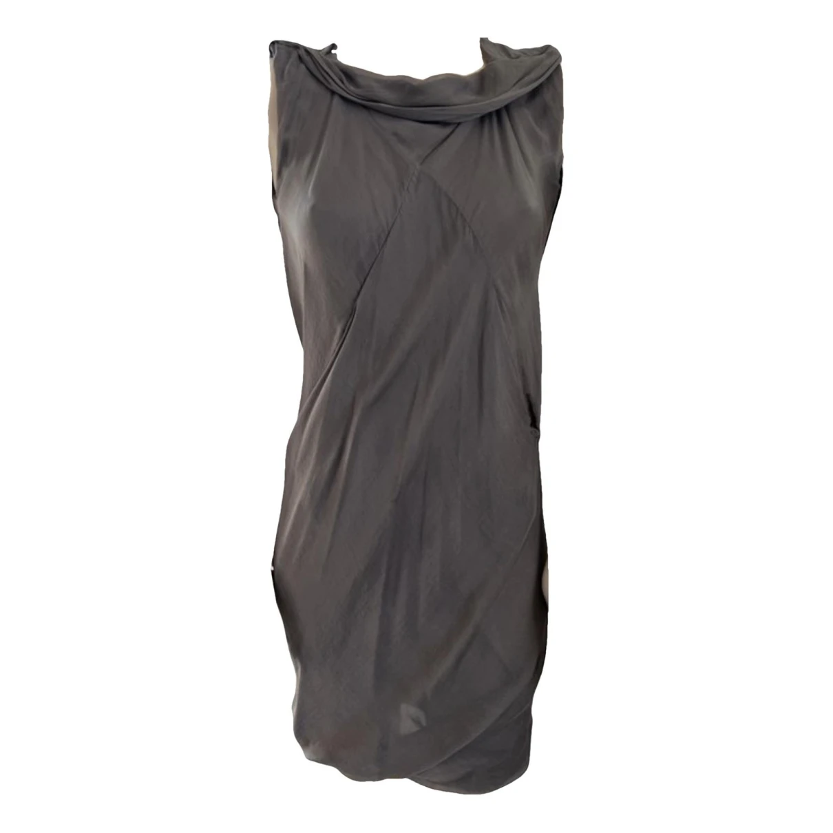 Pre-owned Rick Owens Silk Mini Dress In Grey