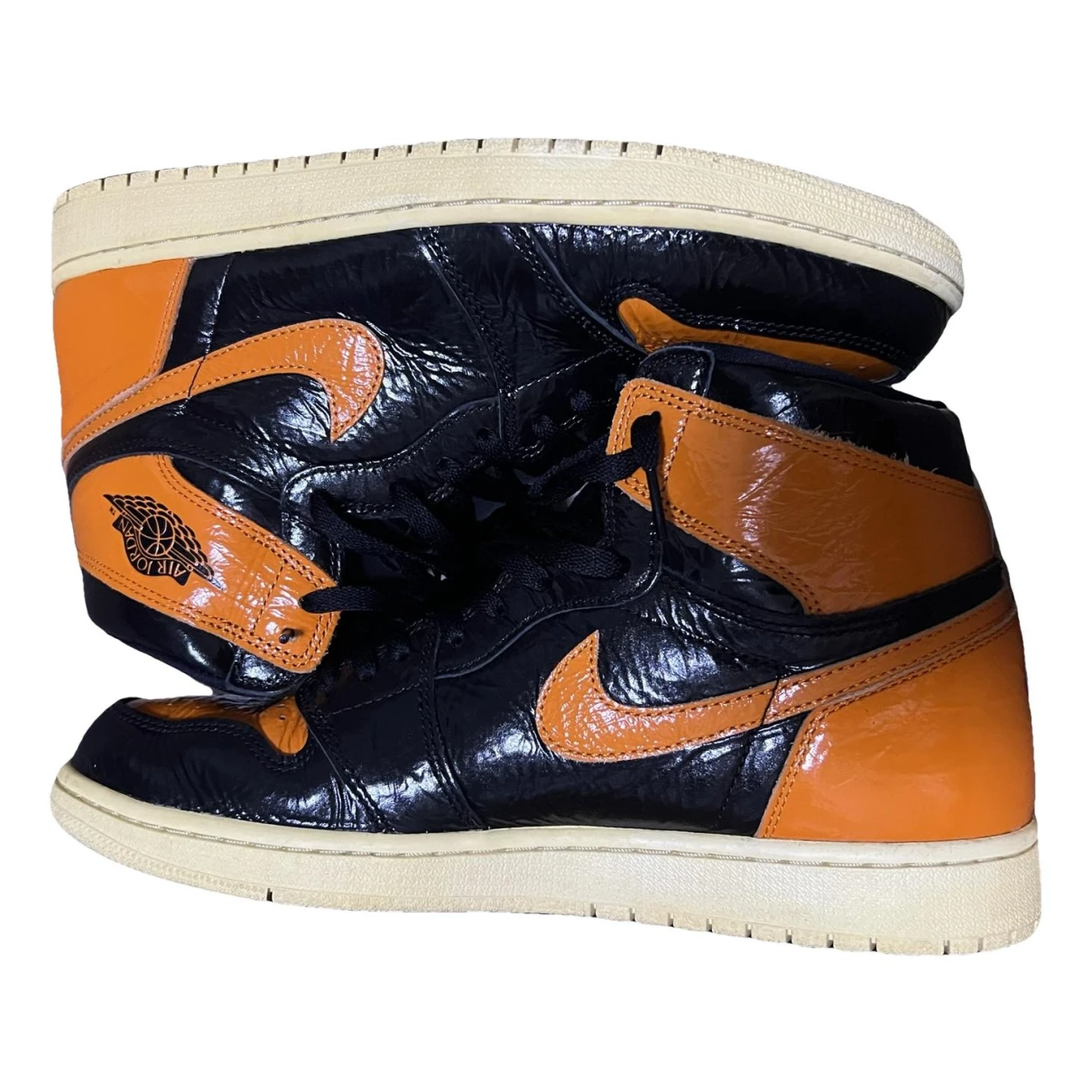 Pre-owned Jordan 1 Leather High Trainers In Orange