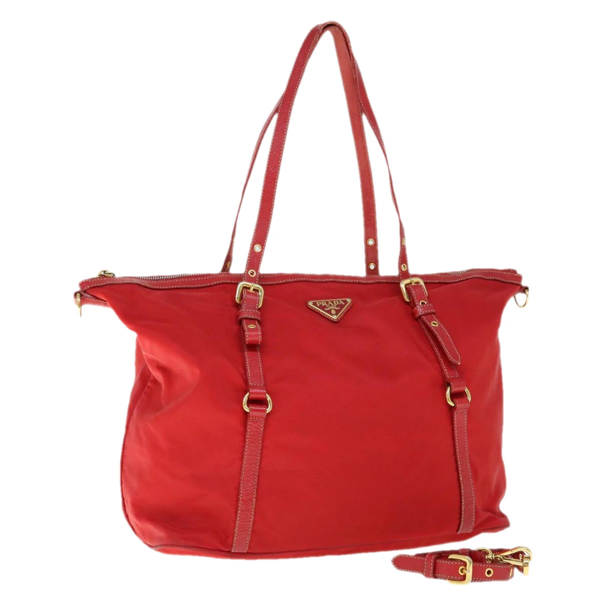 Pre-owned Prada Cloth Tote In Red