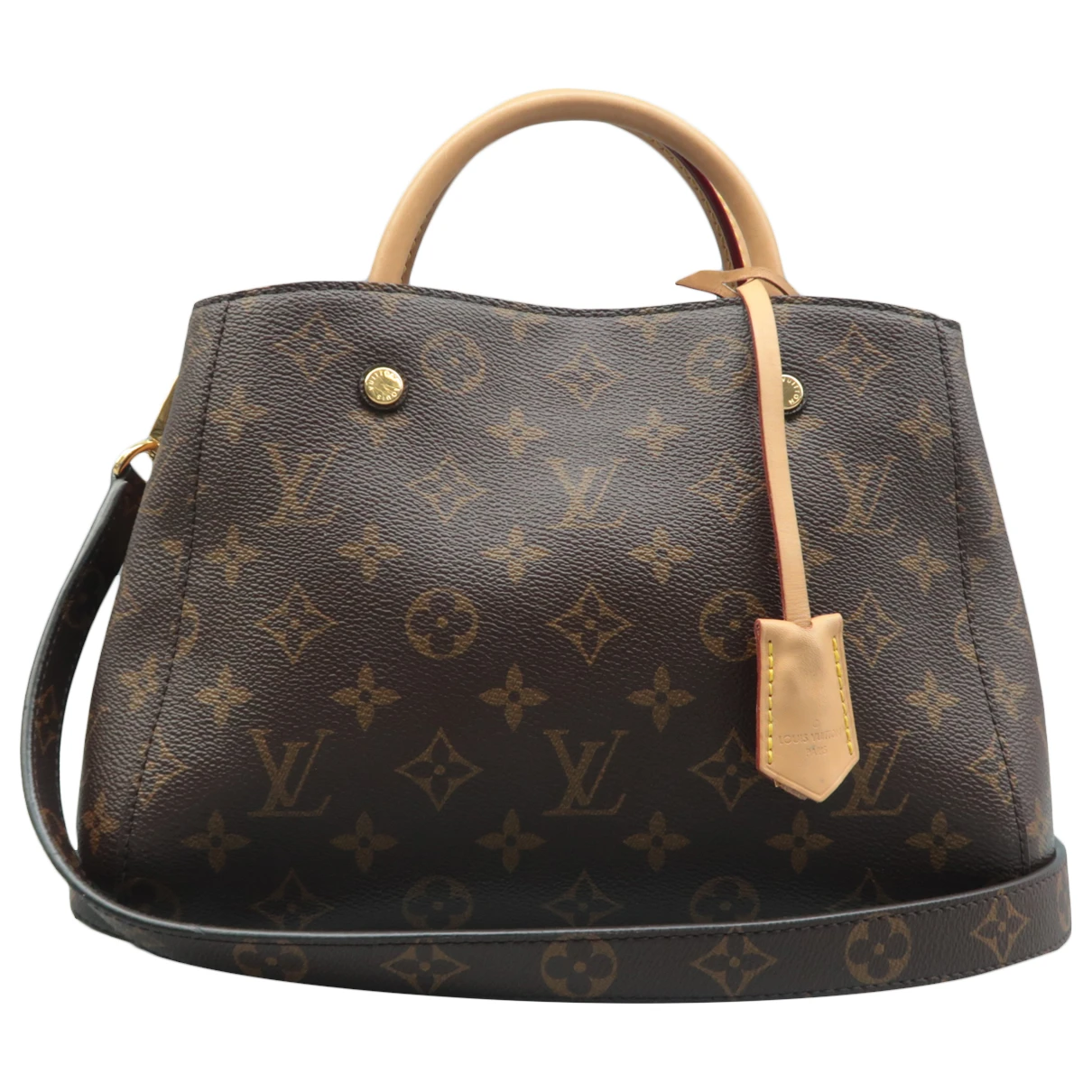 Pre-owned Louis Vuitton Montaigne Leather Satchel In Brown