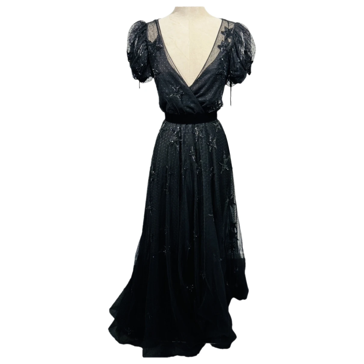 Pre-owned Valentino Glitter Maxi Dress In Black