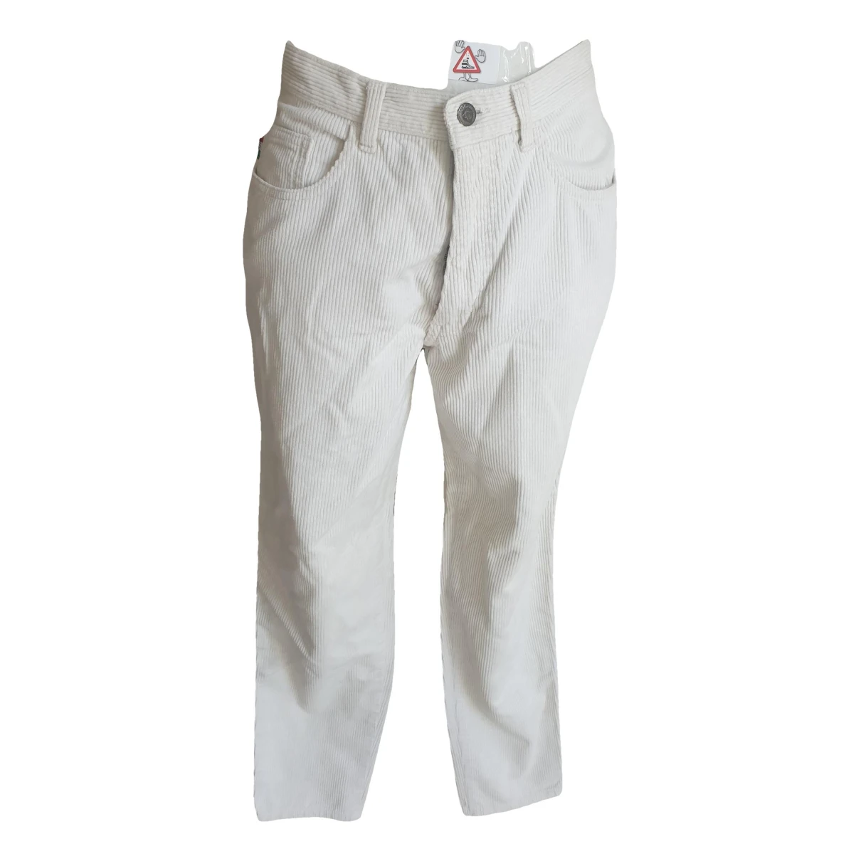 Pre-owned Moschino Velvet Straight Pants In White