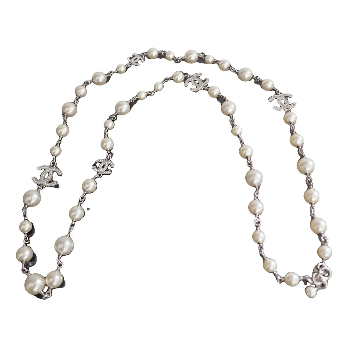 Pre-owned Chanel Long Necklace In White