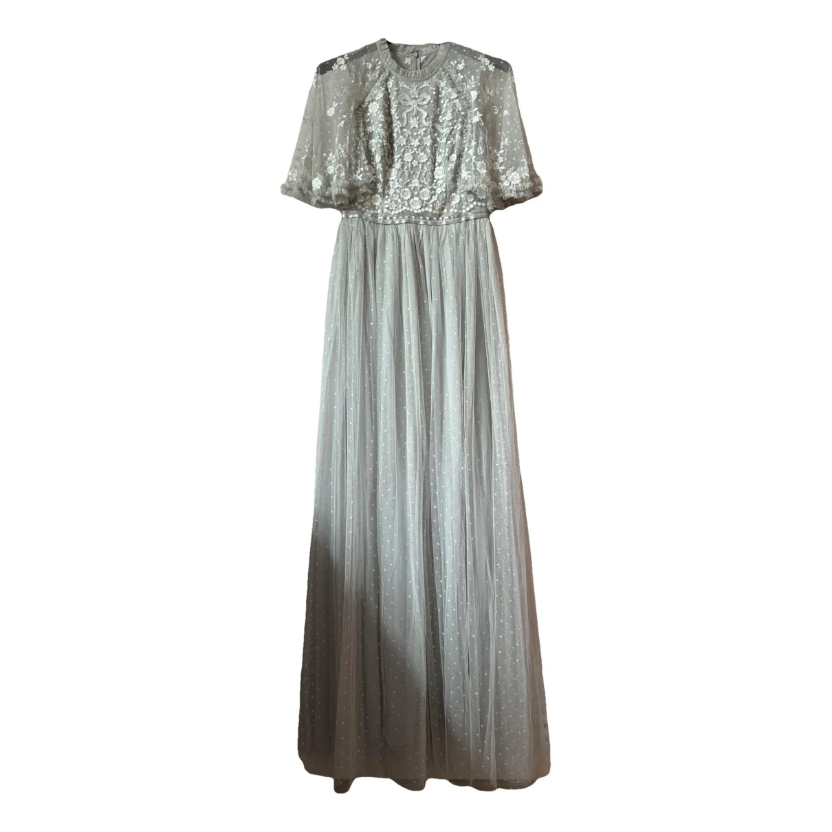 Pre-owned Needle & Thread Lace Maxi Dress In Grey