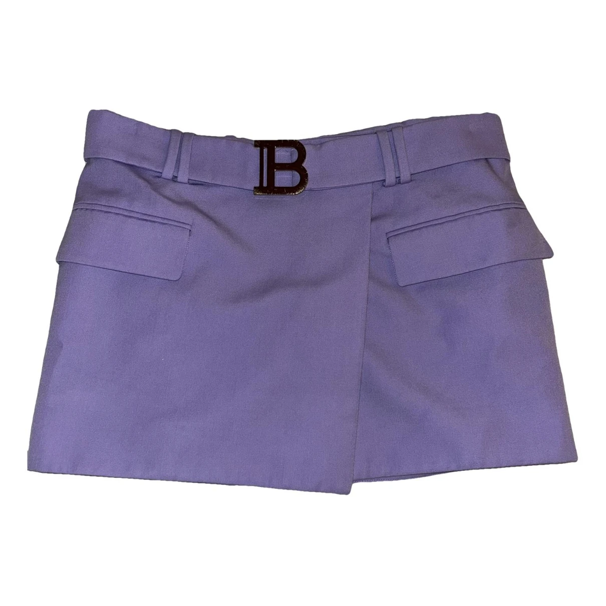 Pre-owned Balmain Mini Skirt In Purple