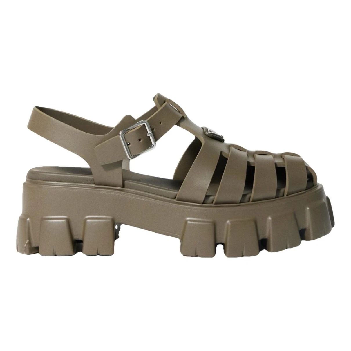 Pre-owned Prada Monolith Sandals In Green