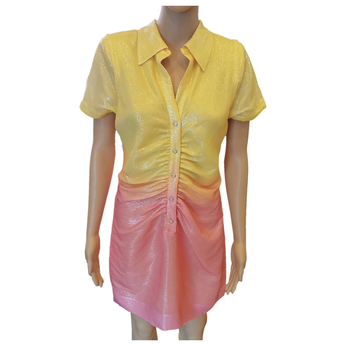 Pre-owned Lpa Mini Dress In Yellow
